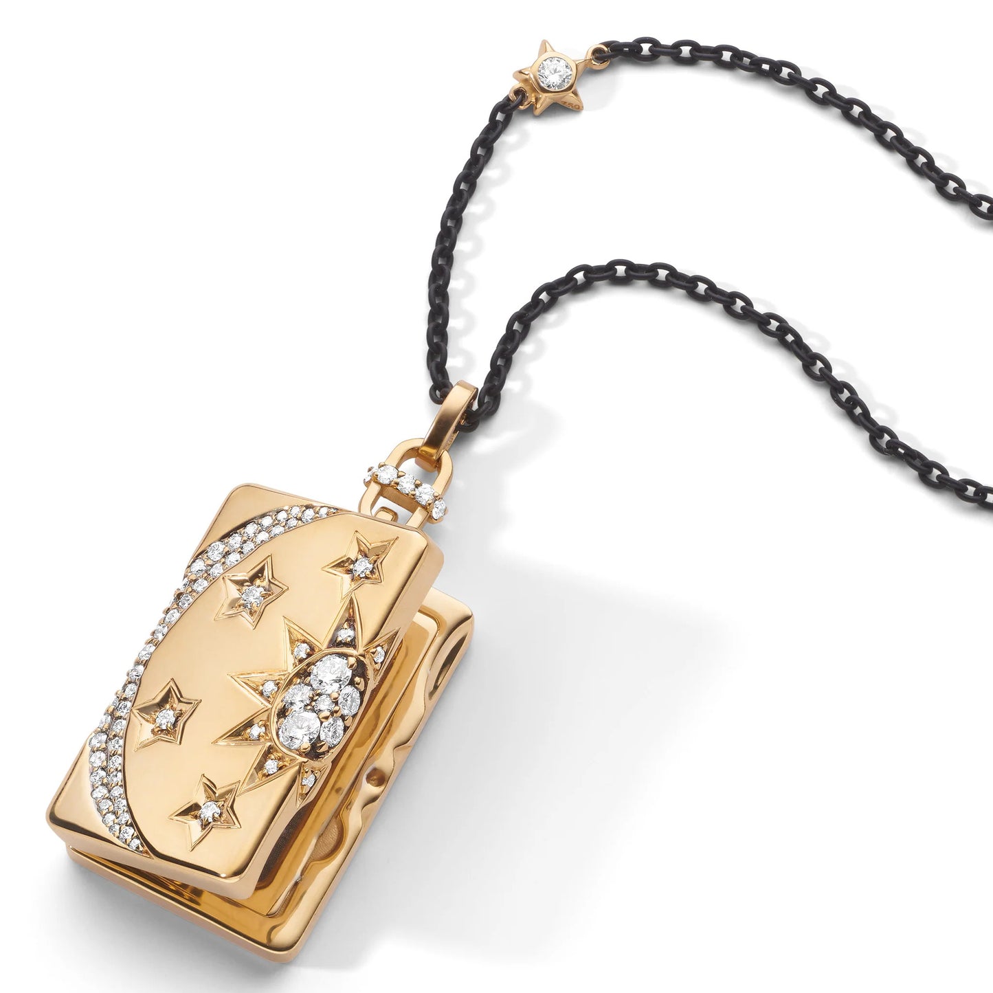 Vintage Star-Shaped Copper Necklace with Gold Plating, Adjustable Clasp Pendant for Unisex Wear