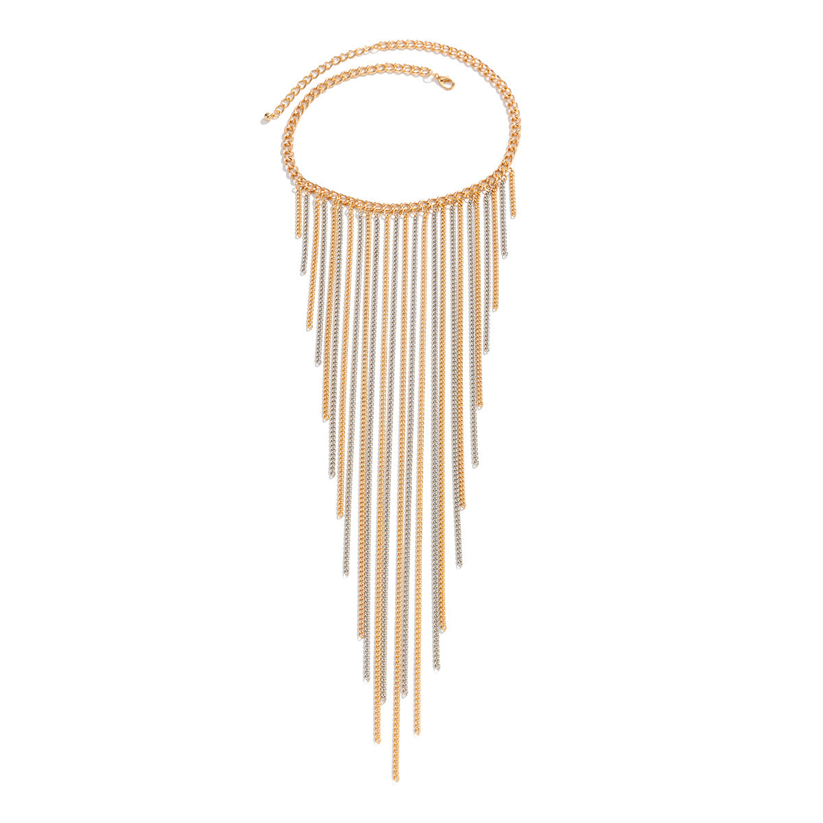 Luxury Geometric Iron Plated Layered Fringe Necklace for Women