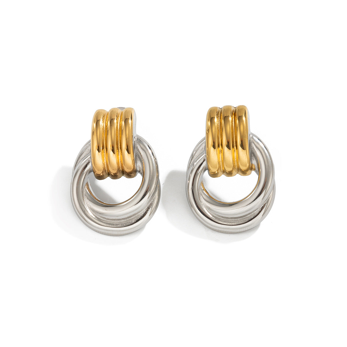 Minimalist Geometric Round Stainless Steel PVD Gold Plated C-Shaped Hoop Earrings for Women