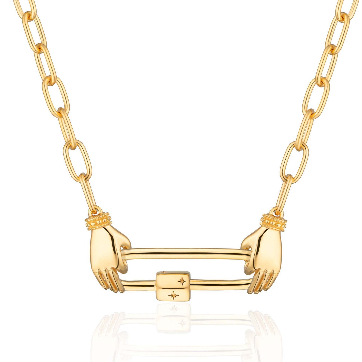 Minimalist 18K Gold Plated Round Geometric Brass Pendant Necklace