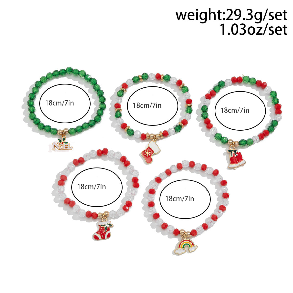 Conjunto de Pulseras de Arcilla Polimérica Hechas a Mano Estilo Dibujo Animado de Navidad con Cuentas de Letras de Muñeco de Nieve, Corazones, Estrellas y Formas Geométricas para Mujer