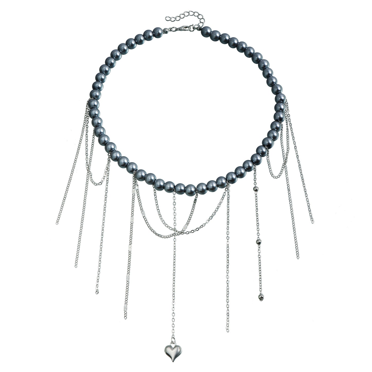 Minimalist Heart-Shaped Glass Beaded Pendant Necklace with Gold-Plated Alloy Charm and Delicate Clavicle Chain