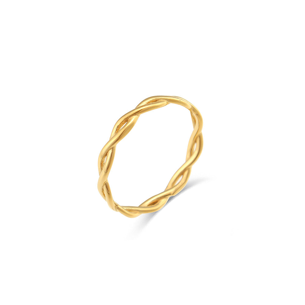 Anello da donna minimalista geometrico in acciaio inossidabile placcato oro 18 carati