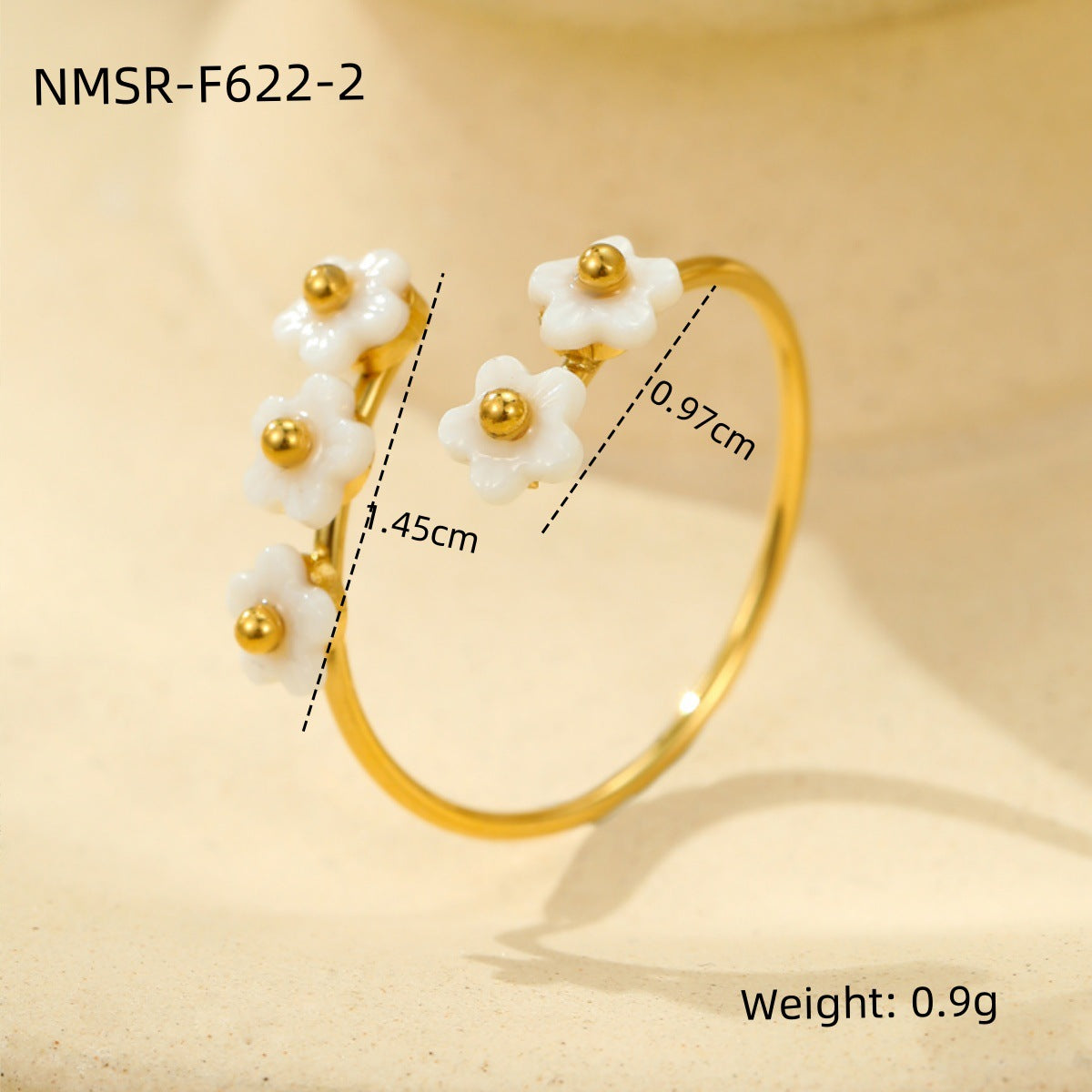Anello Elegante in Acciaio al Titanio a Forma di Fiore con Placcatura in Oro 18K e Intarsio di Zirconi per Donna