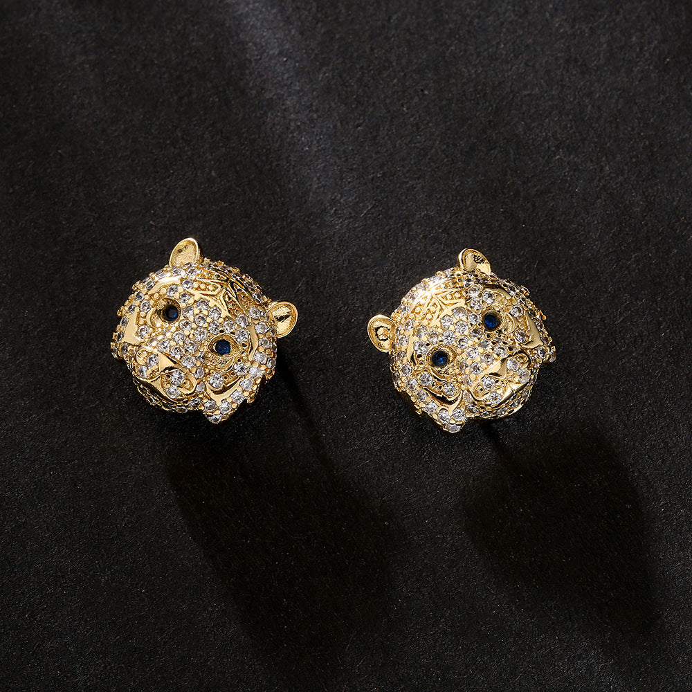 Orecchini geometrici minimalisti in rame con zirconia micro-pavé e placcatura in oro 18 carati da donna