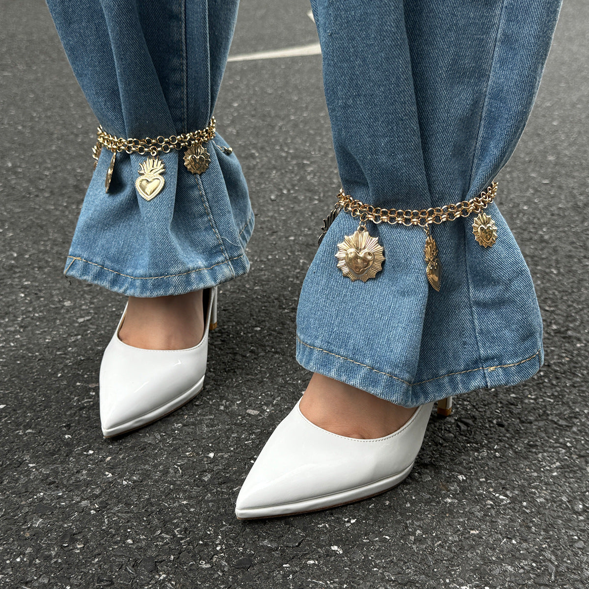 Minimalist Alloy Cross Heart Pendant Anklet for Women