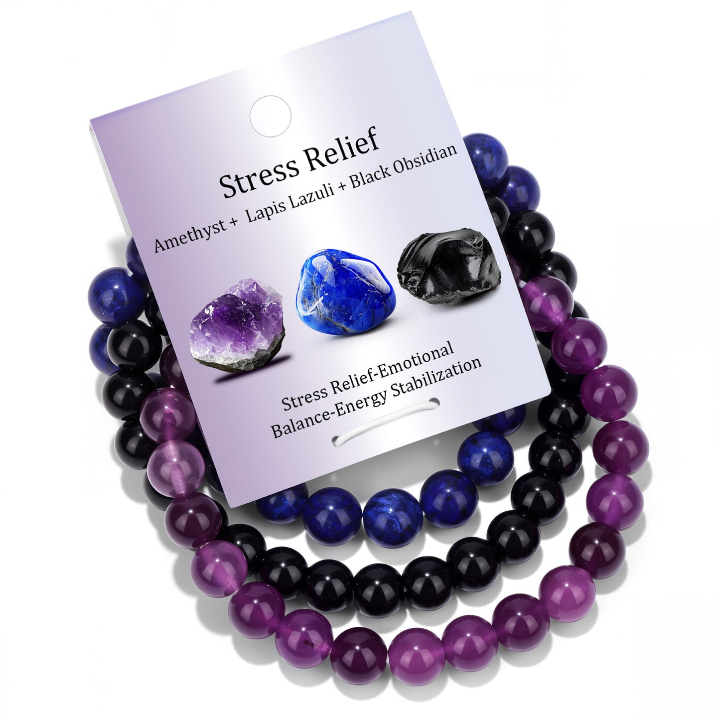 Vintage Geometric Agate Beaded Bracelet Set Unisex