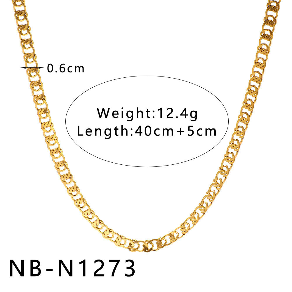 Collana con pendente geometrico minimalista da donna con design a intaglio, catena in acciaio inossidabile e finitura placcata sottovuoto in oro 18 carati