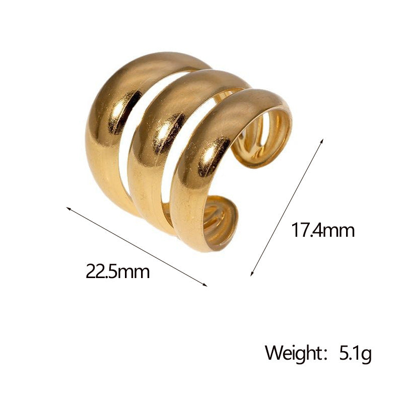 Punk Style Geometric Stainless Steel Open Ring with Plating Finish for Women
