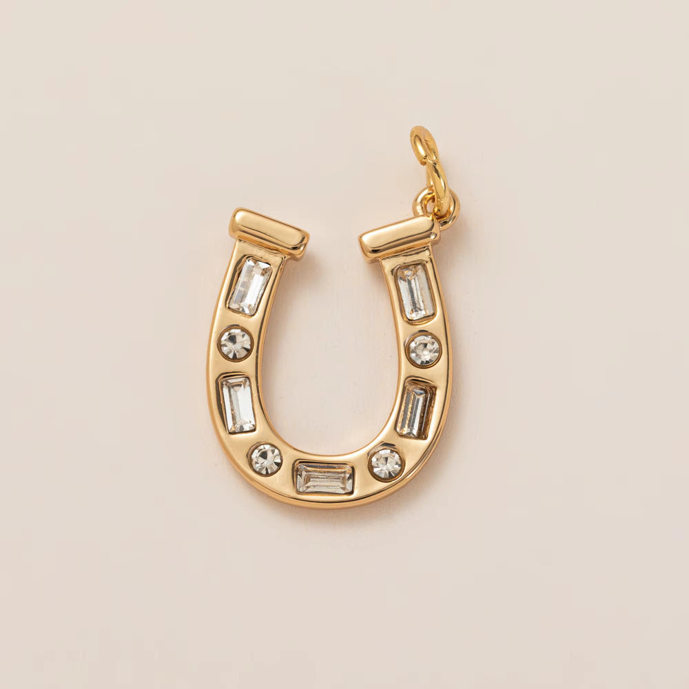 Minimalist Luxury Gold Plated Brass Geometric Plant Pendant with Cubic Zirconia for Unisex