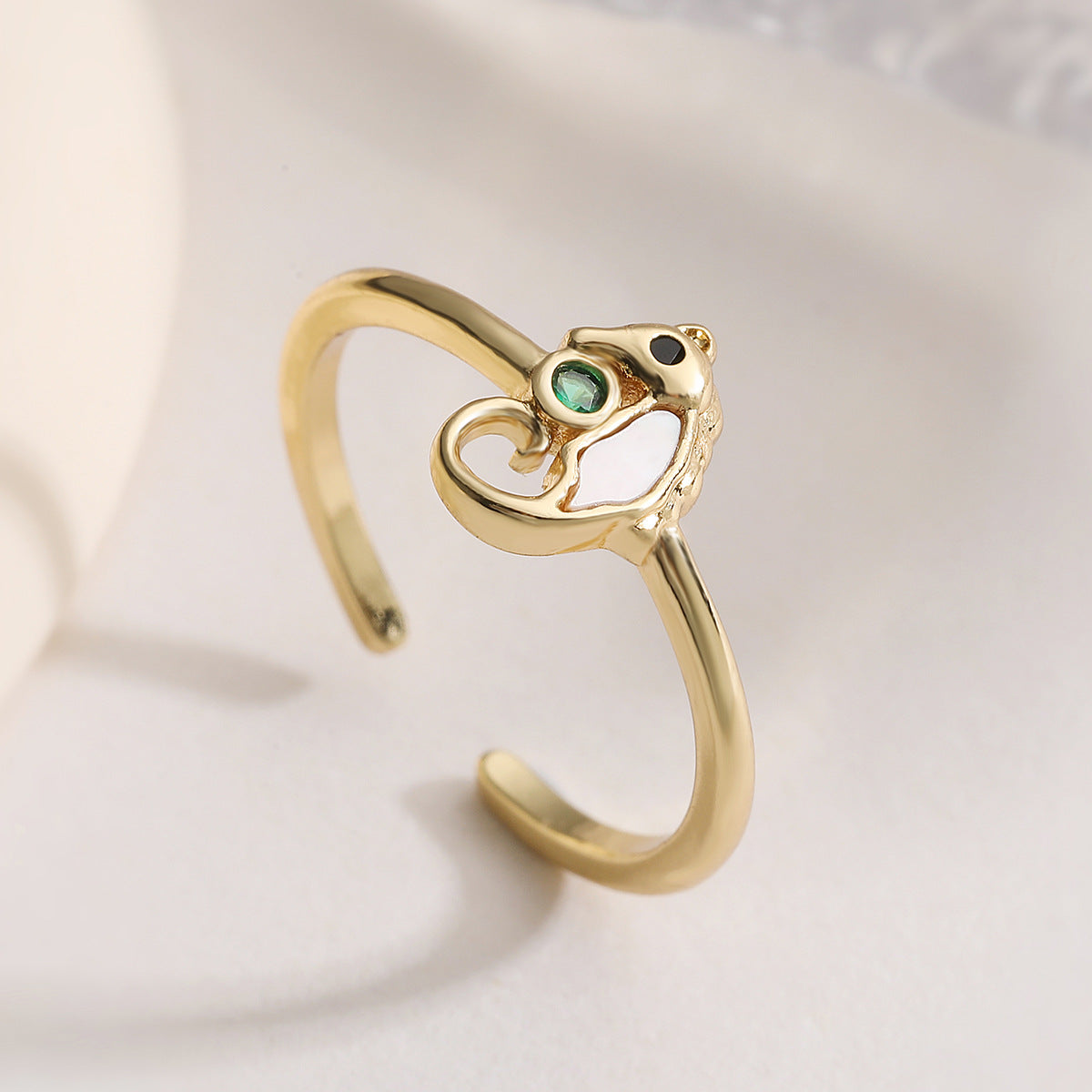 Minimalist 18K Gold Plated Geometric Cross Inlay Brass Ring for Women