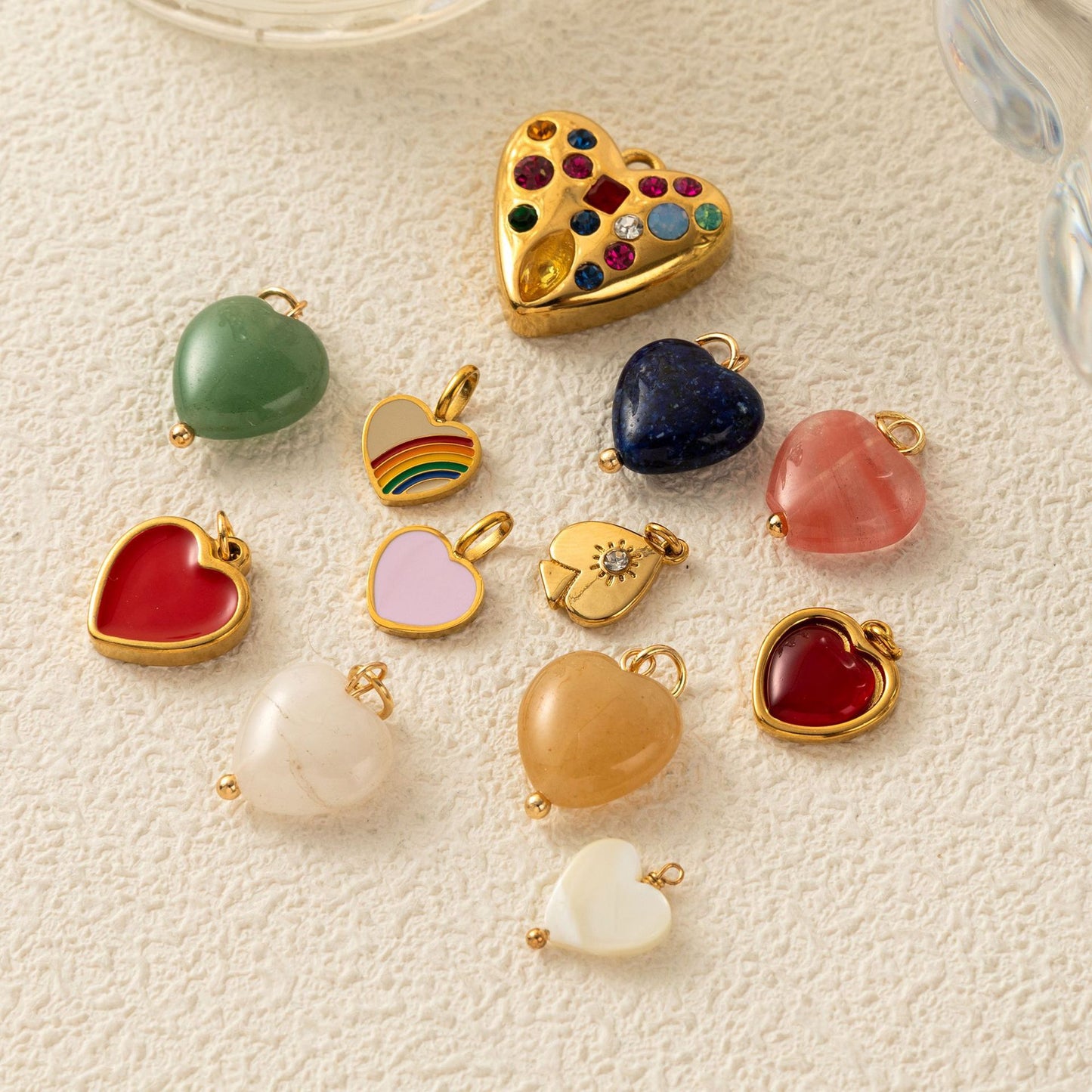 Minimalist 18K Gold Plated Brass Heart Round Square Geometric Pendant Necklace