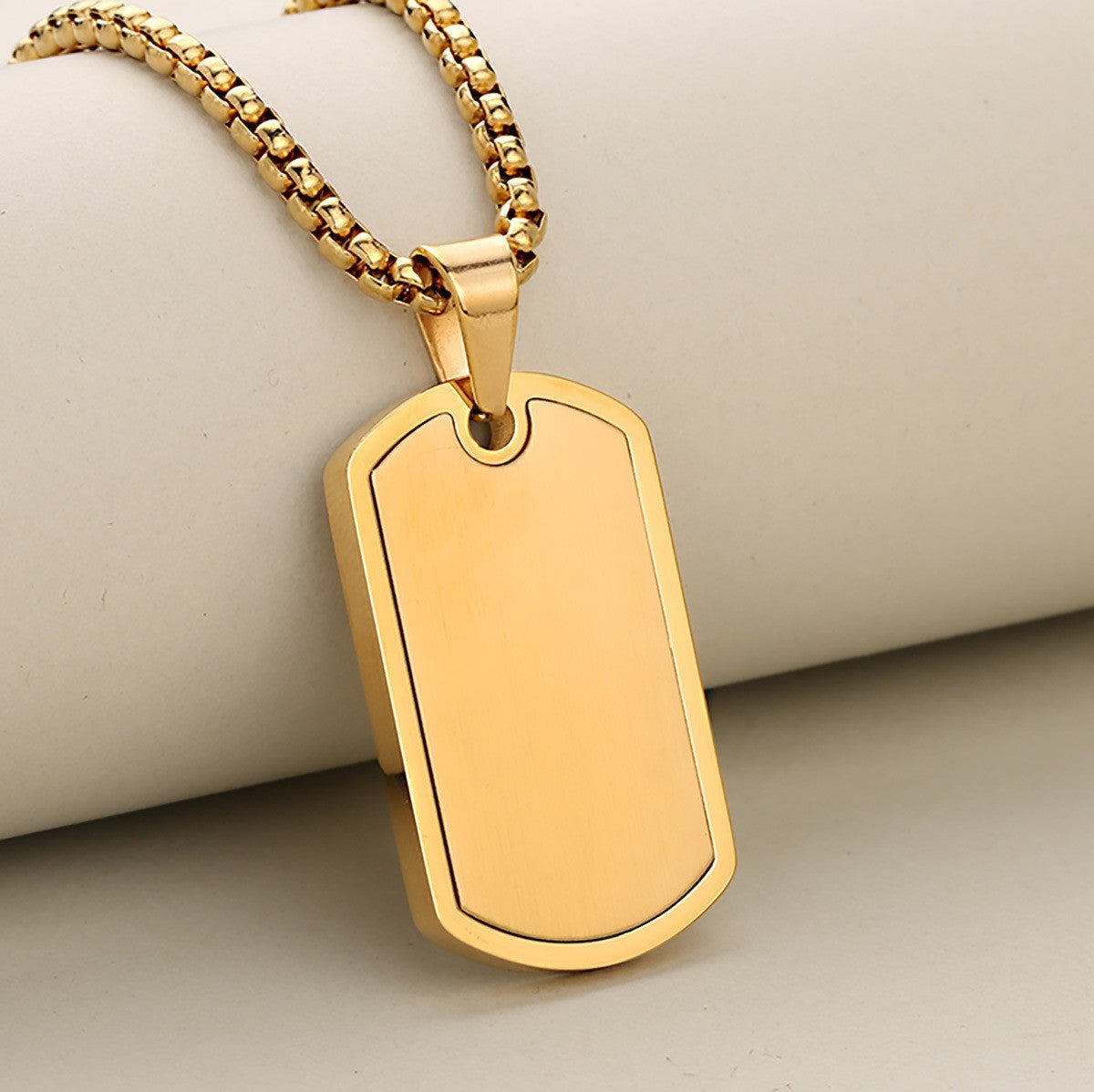 Collana unisex con ciondolo a piastrina per cane rettangolare geometrica personalizzata in acciaio al titanio
