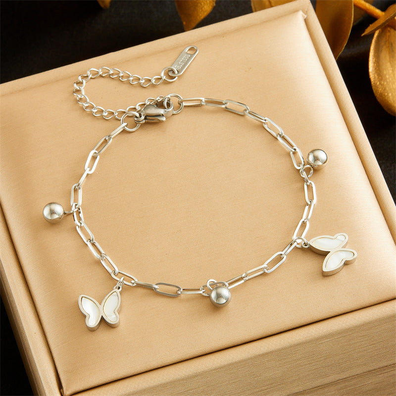 Vintage Elegant Round Star Stainless Steel Plated Rhinestone Bracelet with Lightning and Blue Eye Charms