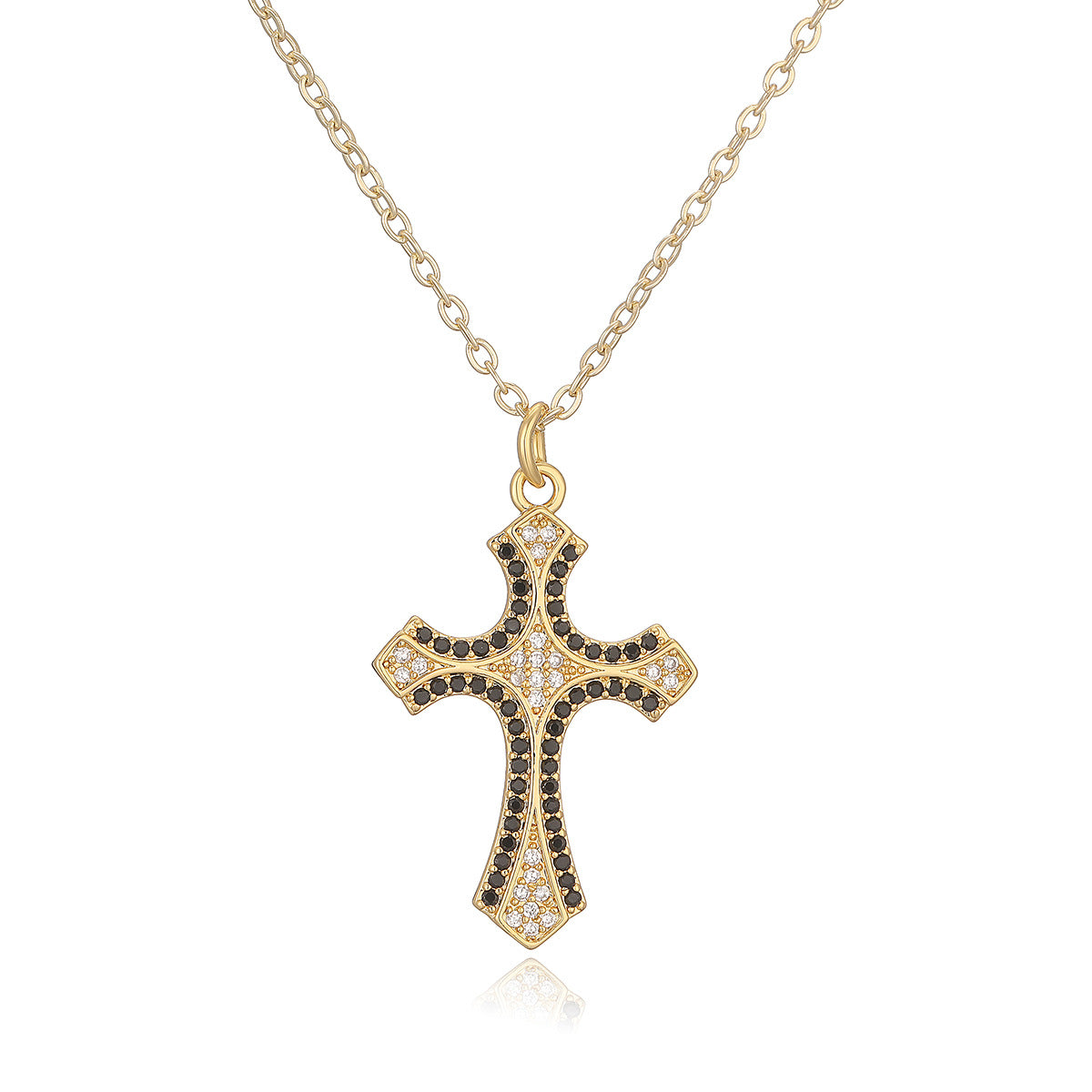 Minimalist Cross Pendant Necklace for Women with Copper Base and 18K Gold Plating, Micro-Pave Zirconia, Geometric Design Locket Chain