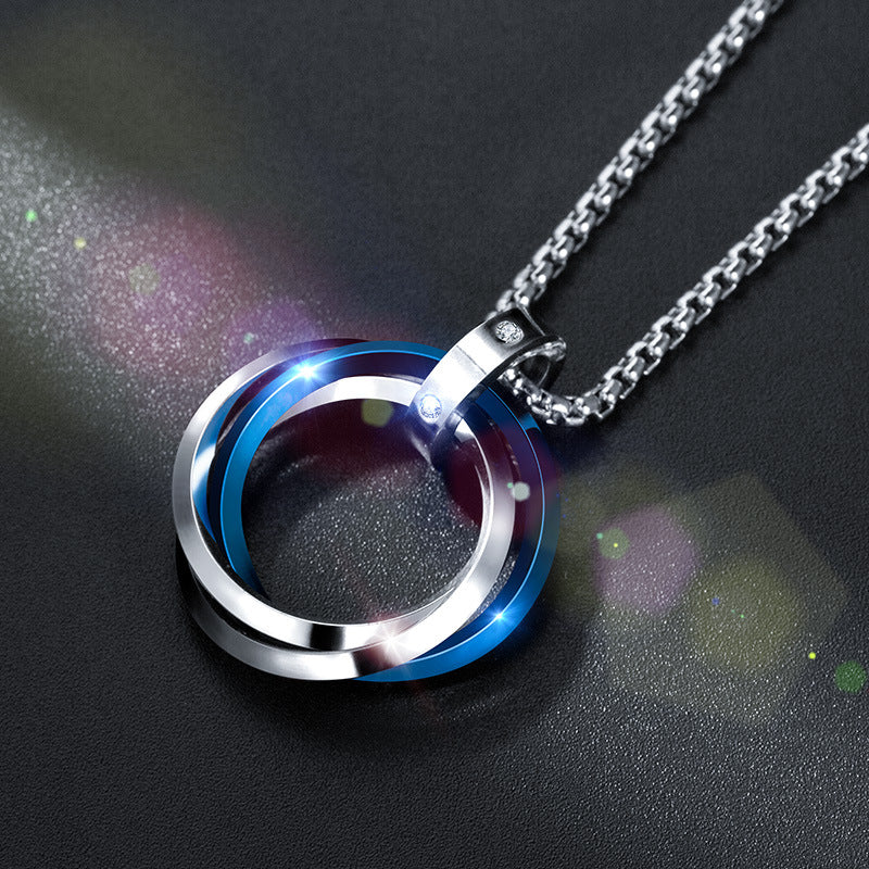 Collar con colgante geométrico minimalista de acero de titanio para hombres y mujeres con acabado chapado y cadena de perlas cuadradas