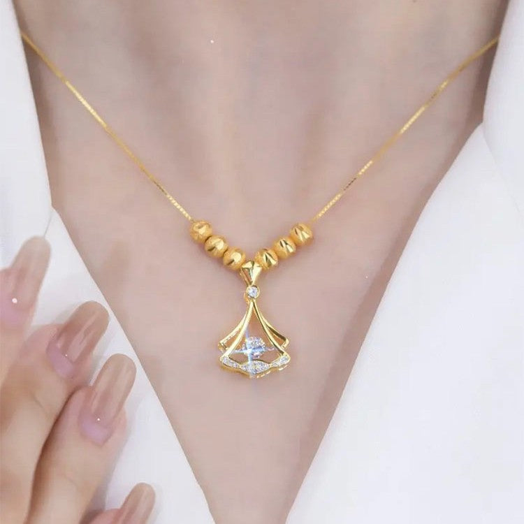 Elegant Ginkgo Leaf Pendant Necklace for Women with Titanium Steel Chain and Plated Finish
