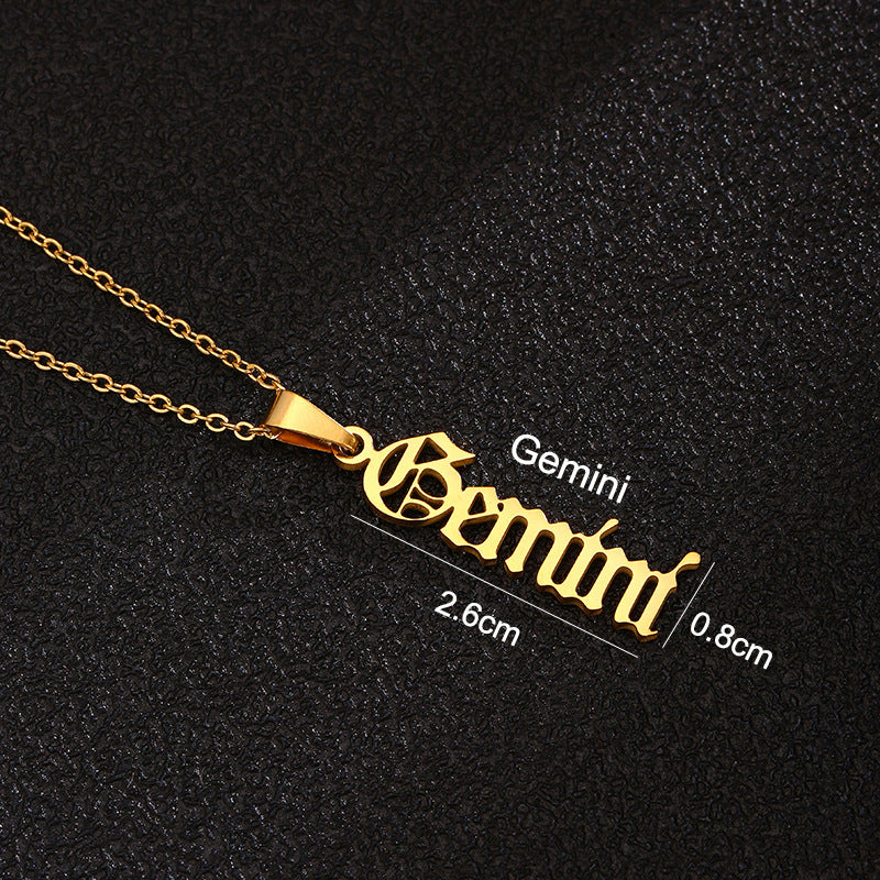 Zodiac-Themed Stainless Steel Pendant Necklace with Titanium Steel Charm and Electroplated Finish for Unisex Wear
