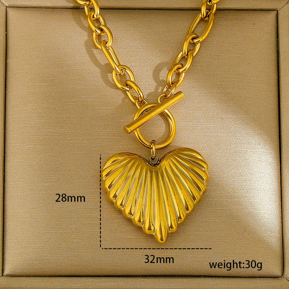 Collana con Pendente Minimalista a Cuore Placcato Oro in Acciaio Inossidabile 304 da Donna
