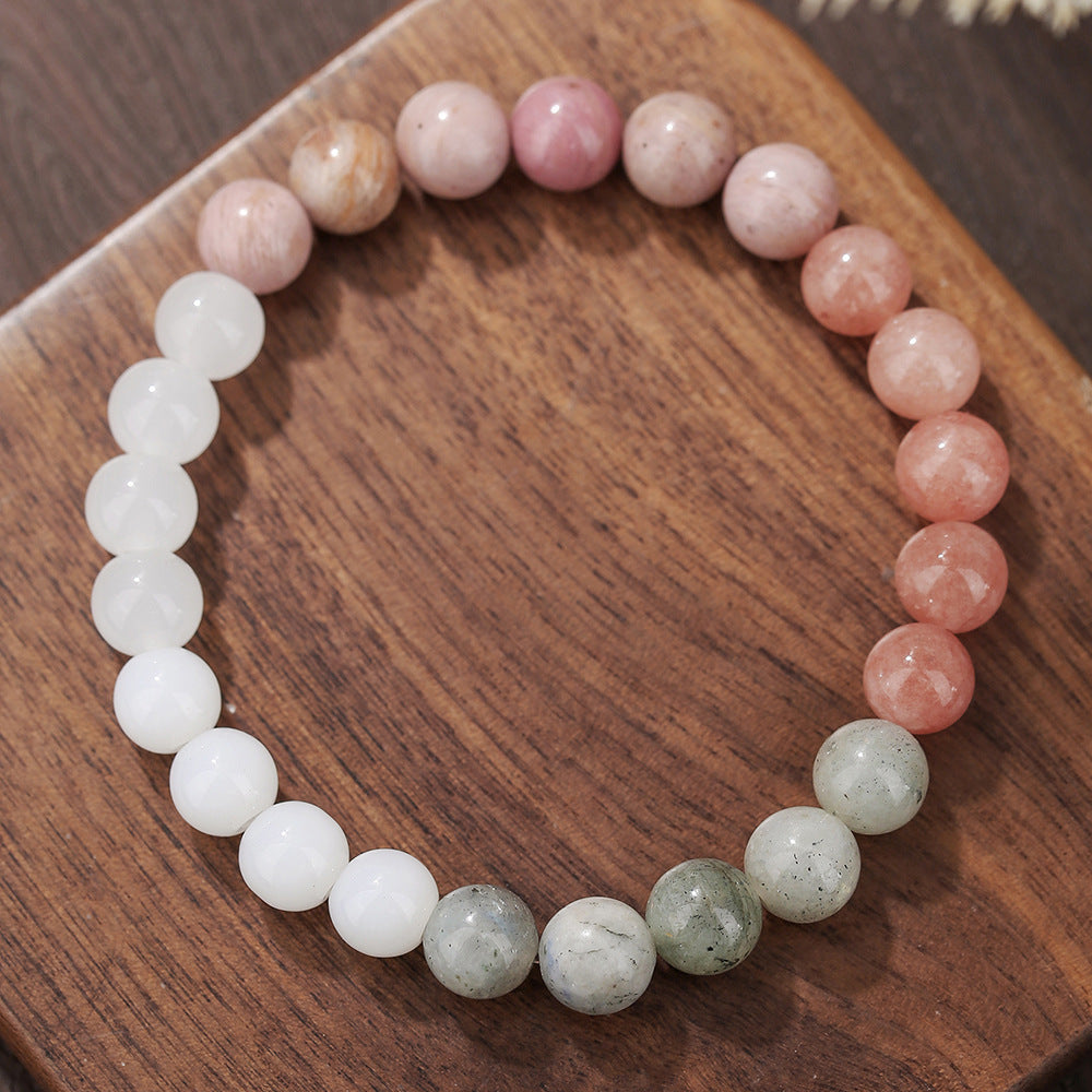 Natural Gemstone Geometric Round Beaded Bracelet Unisex