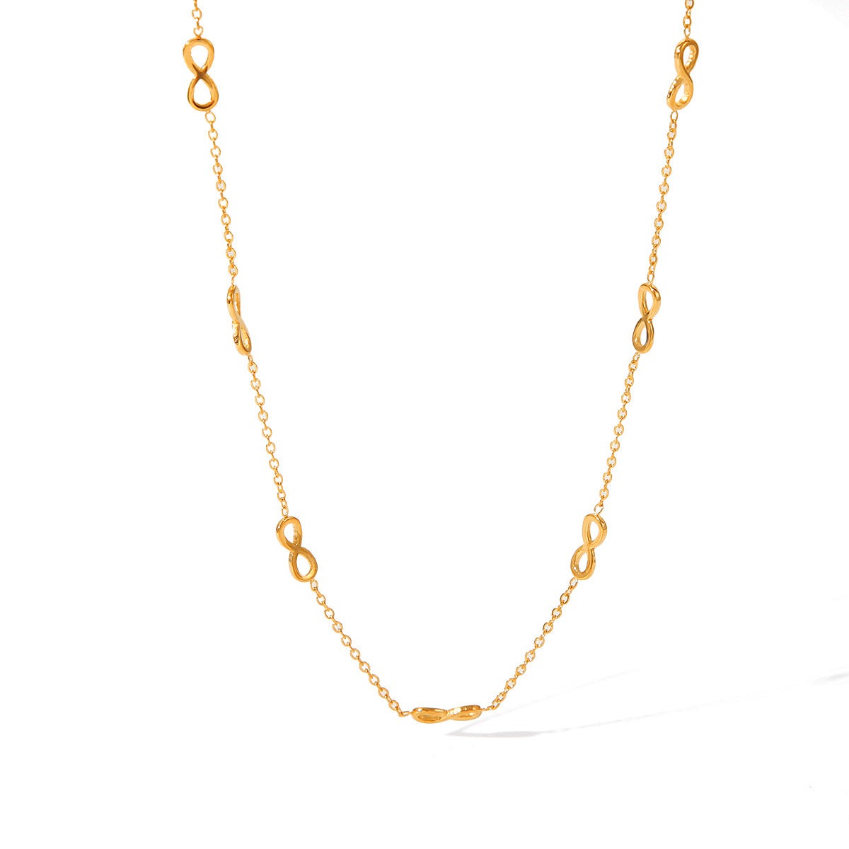 Collana con Ciondolo Numerico Geometrico Minimalista da Donna in Acciaio al Titanio Placcato Oro 18K
