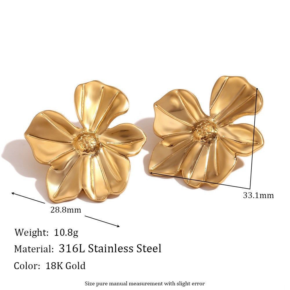Vintage Floral Ring in Stainless Steel with 18K Gold Plating for Women
