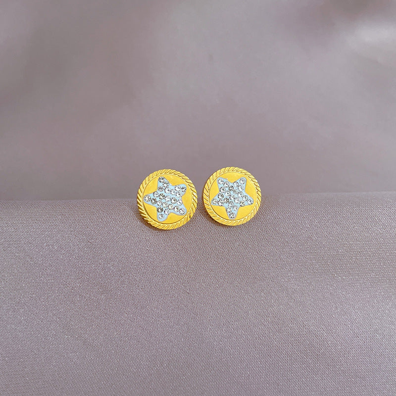 Minimalist Geometric Star-Shaped Titanium Steel Stud Earrings with Plating Finish for Women