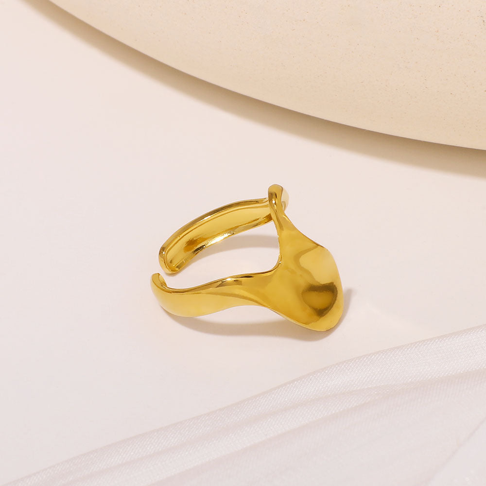 Anello in Acciaio Inox a Torsione Geometrica con Superficie Testurizzata per Gioielli di Moda Unisex Ipoallergenici