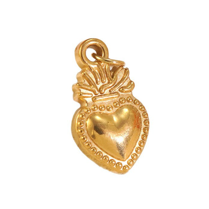 Vintage Heart Stainless Steel Plated Charm Bar Pendant