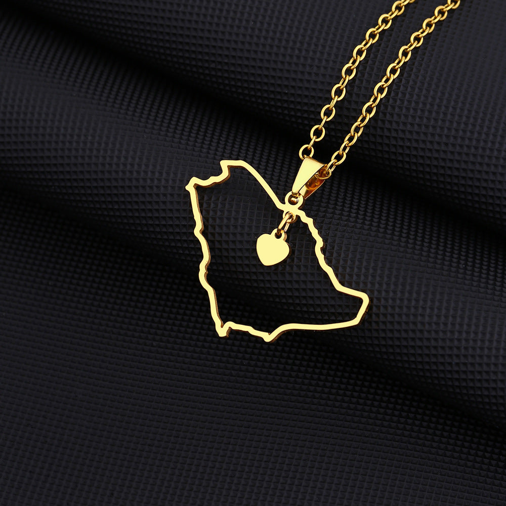 Collana con Pendente Geometrico Stile Etnico da Donna in Acciaio Inossidabile con Pendente in Acciaio al Titanio e Finitura Galvanica, Catena a O Leggera da Maglione