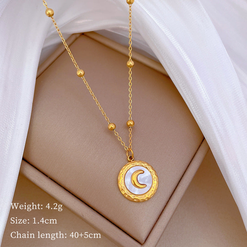Collana con pendente geometrico minimalista in titanio e acciaio placcato unisex