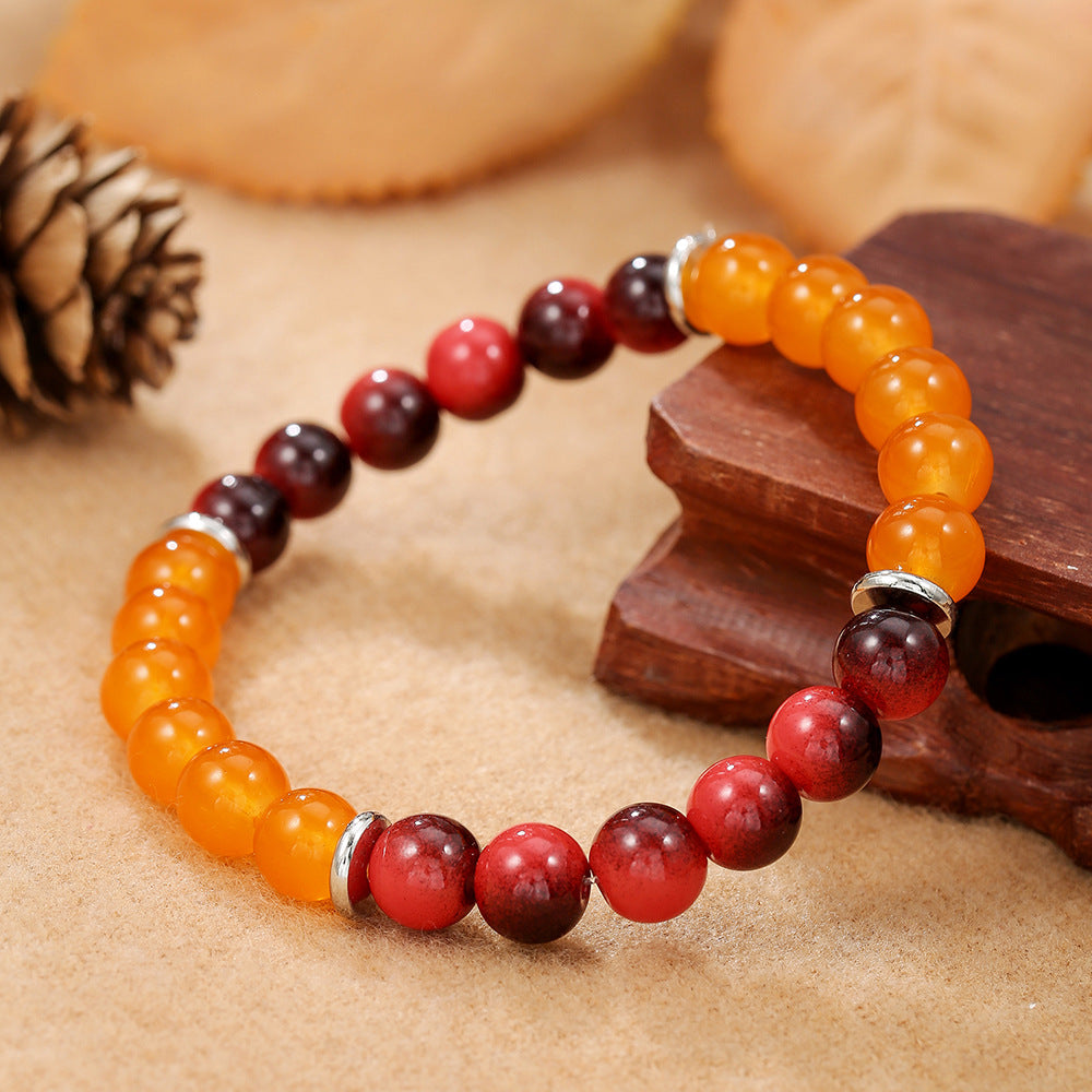 Round Natural Stone Beaded Bracelet with Green Aventurine and Black Agate for Unisex