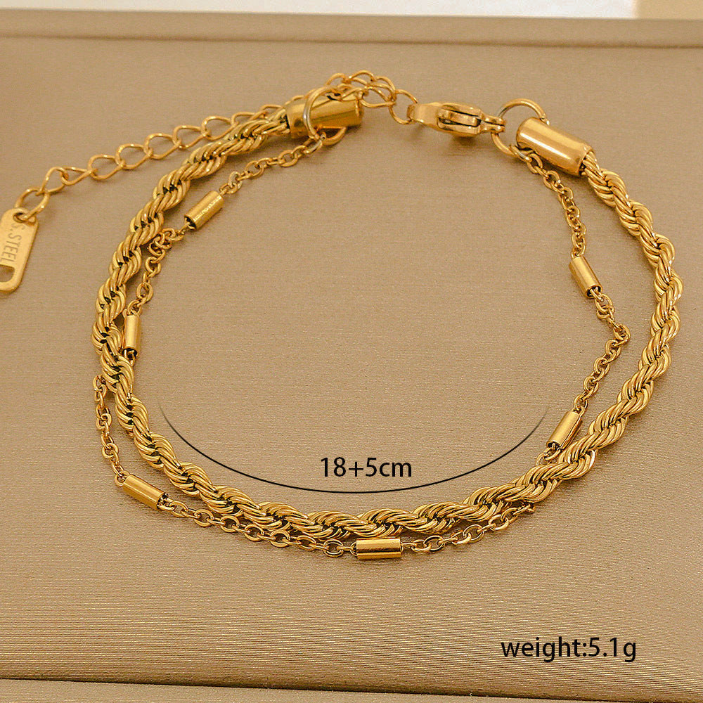 Set di bracciali multistrato minimalisti in acciaio inossidabile con placcatura sottovuoto, da indossare tutti i giorni