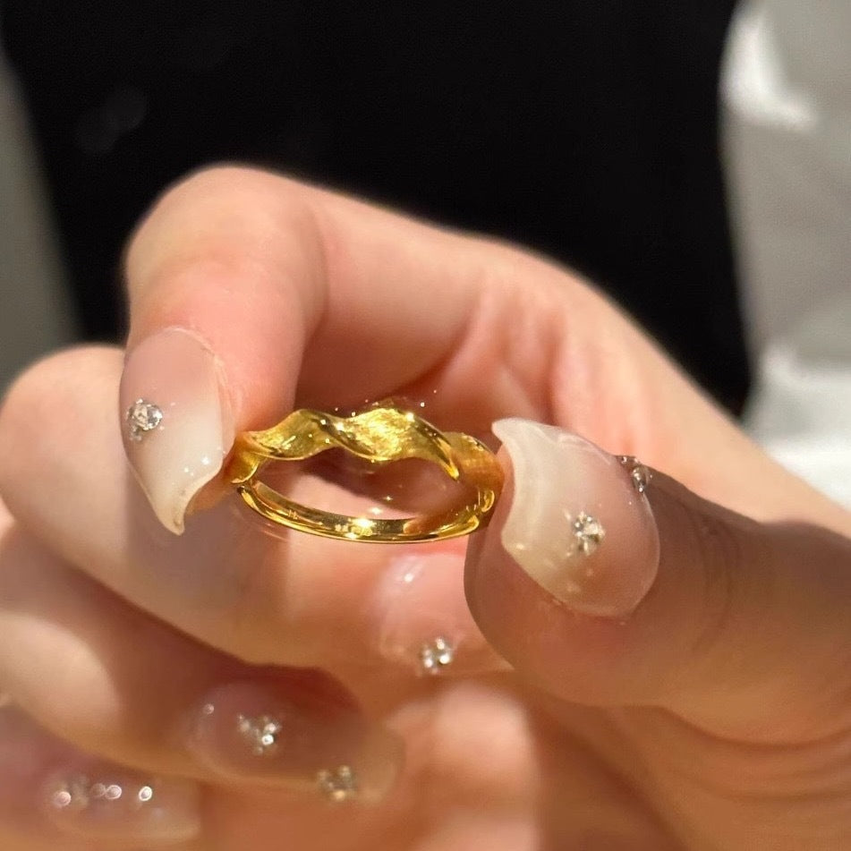 Anello aperto di lusso minimalista geometrico da donna in rame placcato oro