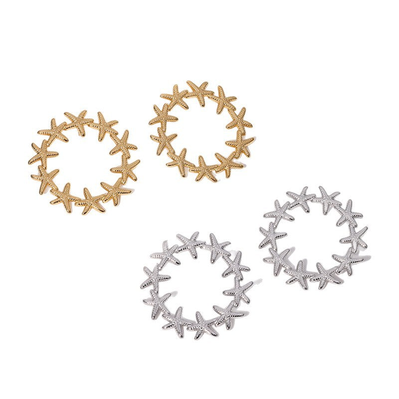 Minimalist Star-Shaped Titanium Steel Stud Earrings for Women with Electroplated Finish, Hypoallergenic and Fade-Resistant Fashion Jewelry