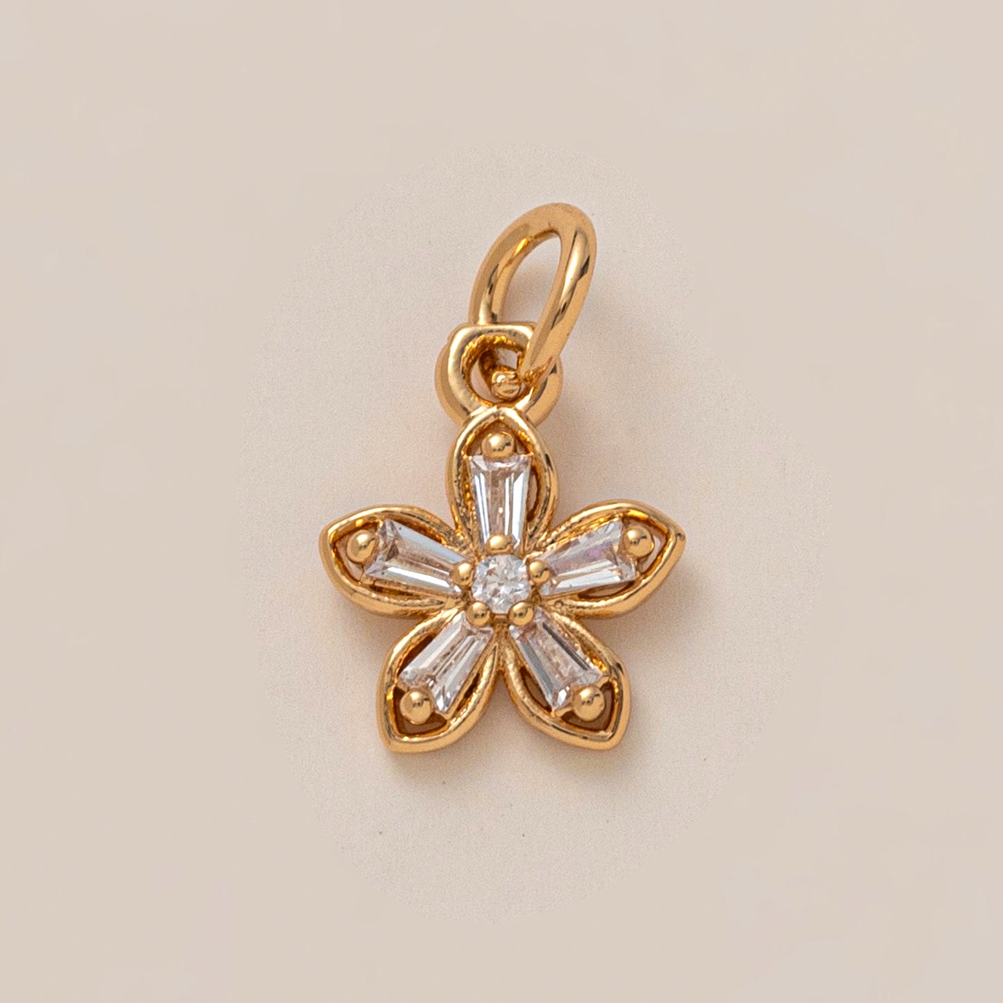 Vintage Gold Plated Brass Crystal Floral Animal DIY Charm Bar Pendant