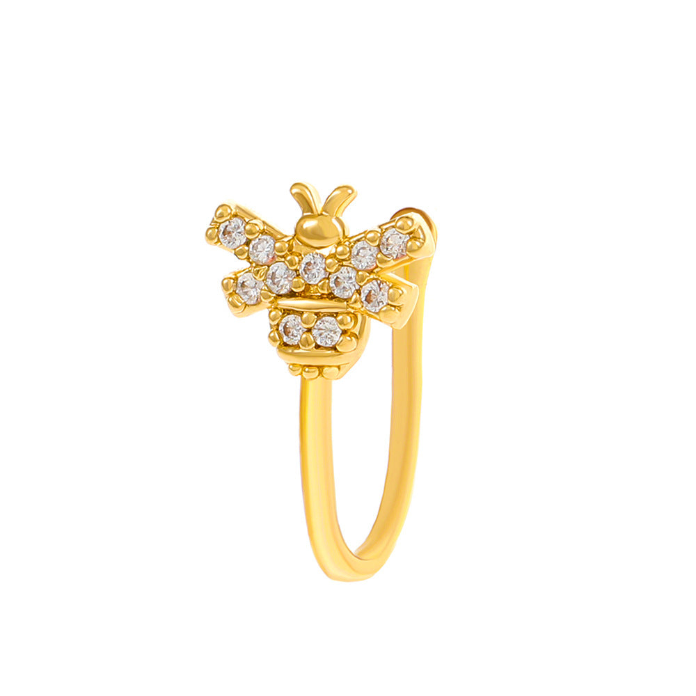 Clip per il naso a forma di U con stella e cuore placcata in rame vintage con zirconia cubica