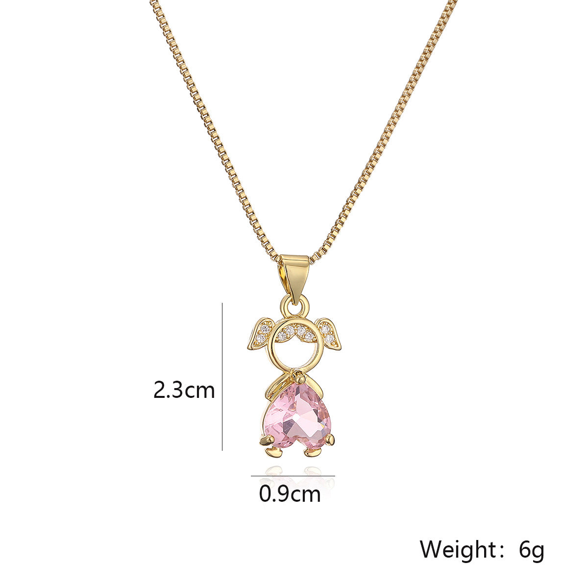 Collar Colgante Geométrico Minimalista de Cobre con Baño de Oro y Circonita para Mujer y Hombre