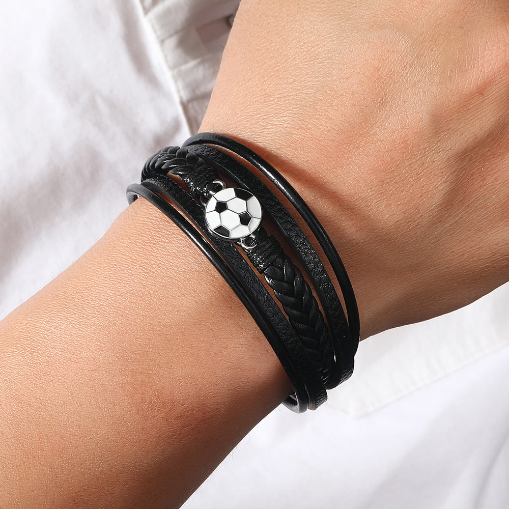 Bracciale personalizzato in pelle con geometrie e chiusura magnetica per uomo e donna