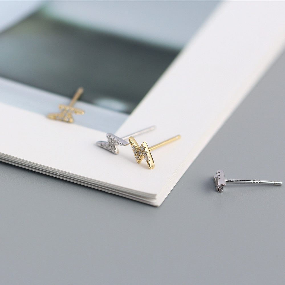 925 Sterling Silver Inlaid Diamond Stud Earrings