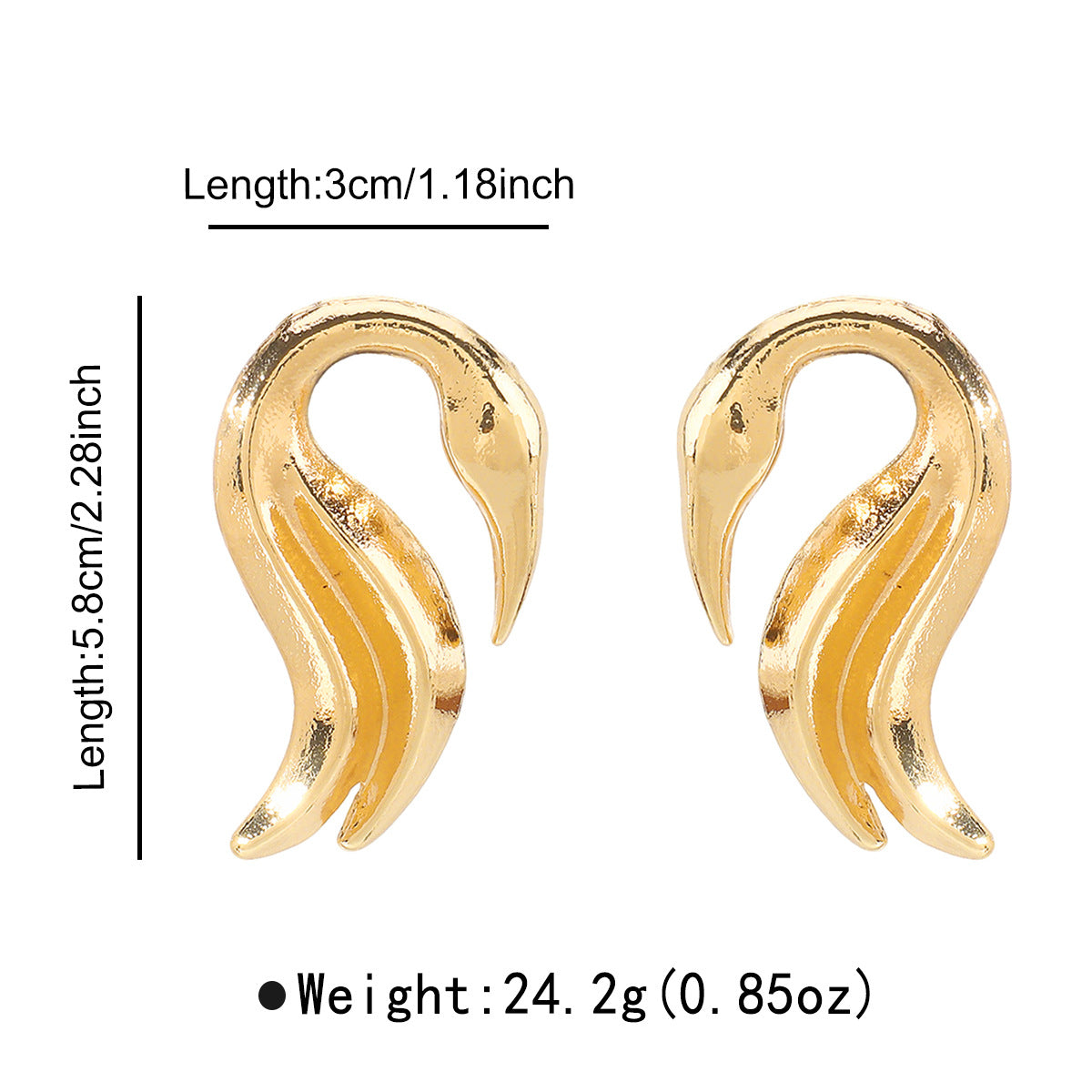 Minimalist Swan-Shaped Geometric Zinc Alloy Earrings for Women with Plated Finish