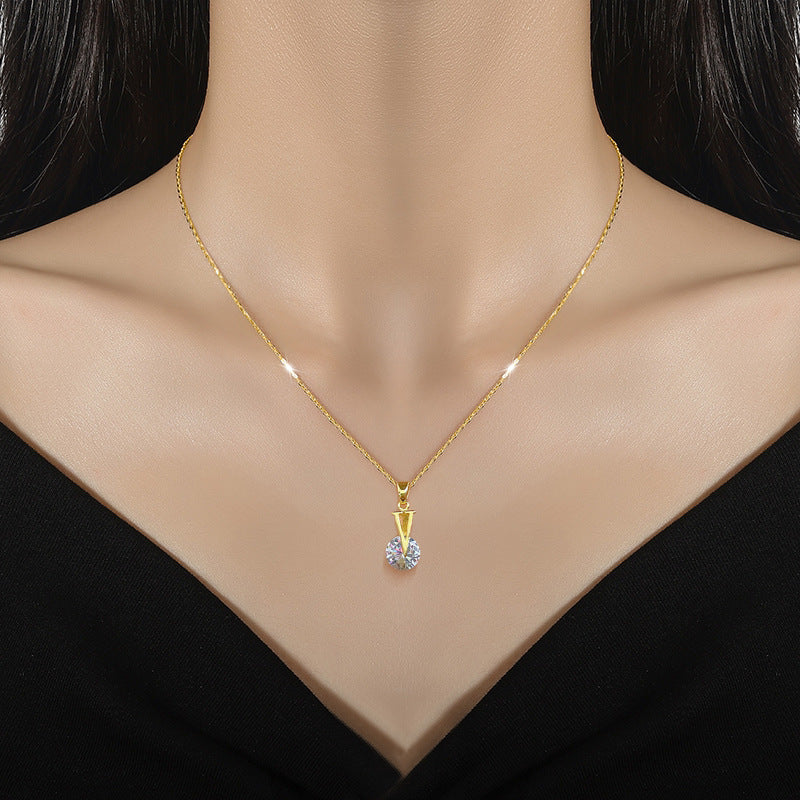Collar Colgante de Luna Geométrica Minimalista para Mujer y Hombre Cadena Fina de Acero Inoxidable para Clavícula con Acentos de Circonita