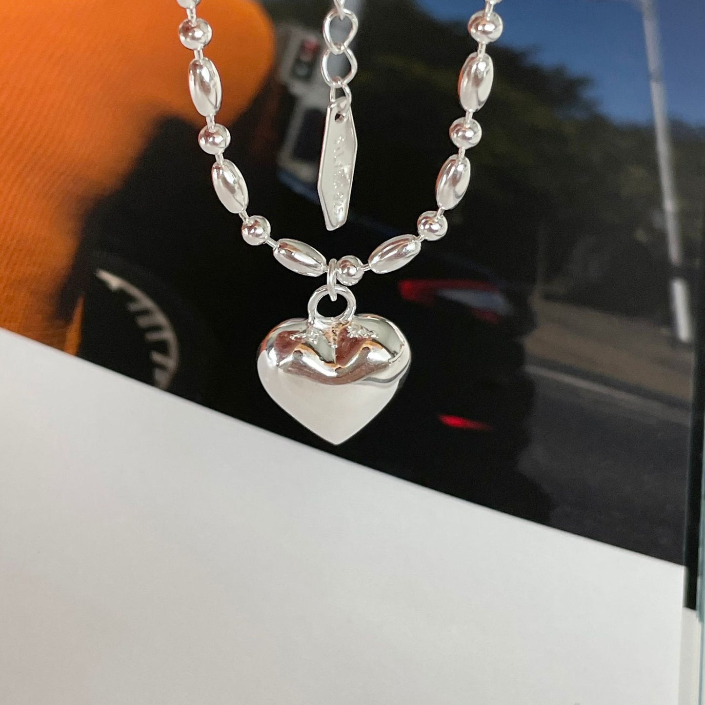 Pulsera de plata esterlina 925 con cuentas de olivo y estrella minimalista para mujer