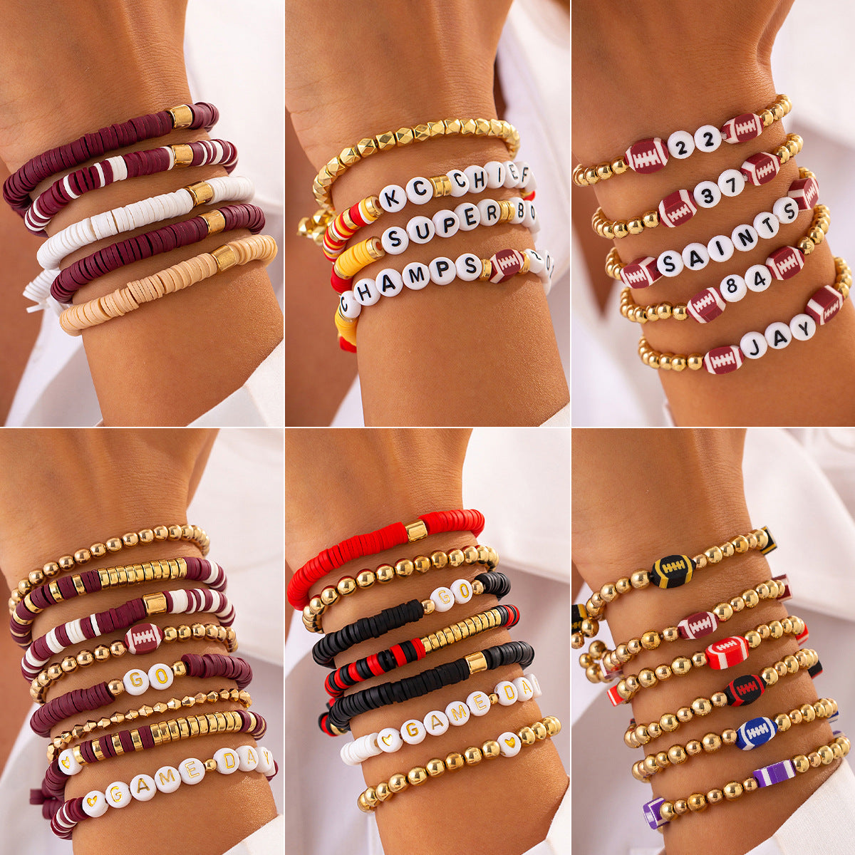 Stackable Geometric and Letter-Shaped Polymer Clay Bracelet Set for Women with Handcrafted Finish