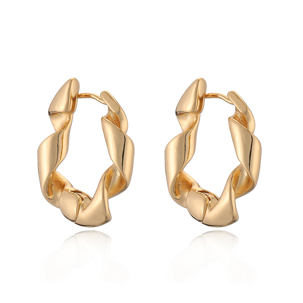 Orecchini Minimalisti Irregolari Geometrici da Donna in Ottone Placcato Oro