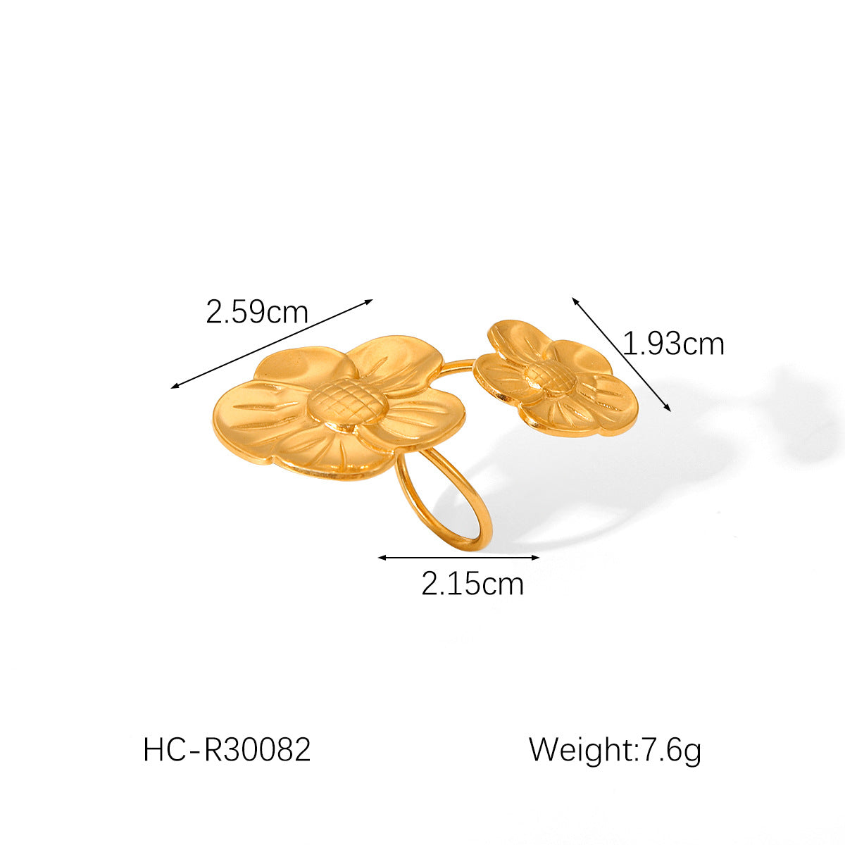 Ins Style Butterfly Flower Heart Open Ring for Women in Stainless Steel with Plated Finish