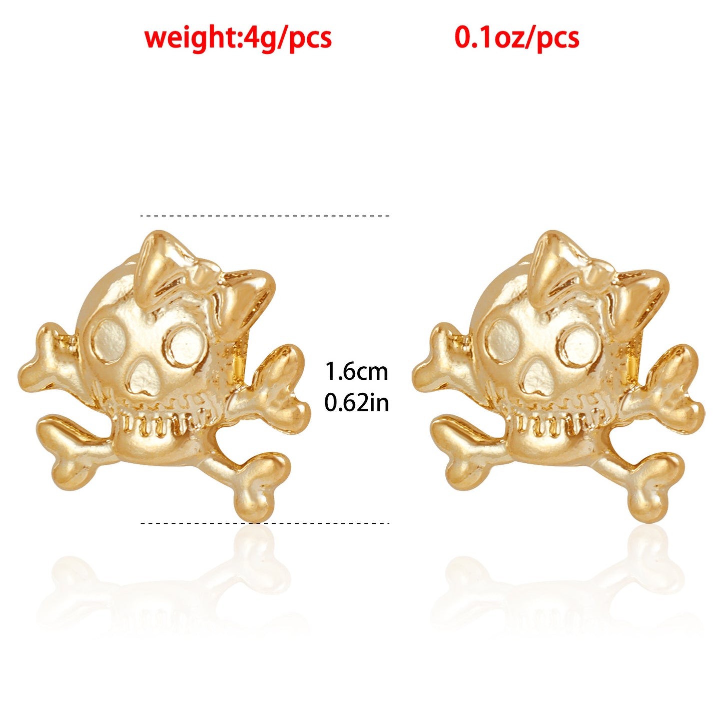 Vintage Gothic Skull Stud Earrings for Women with Electroplated Metal Construction and Geometric Design