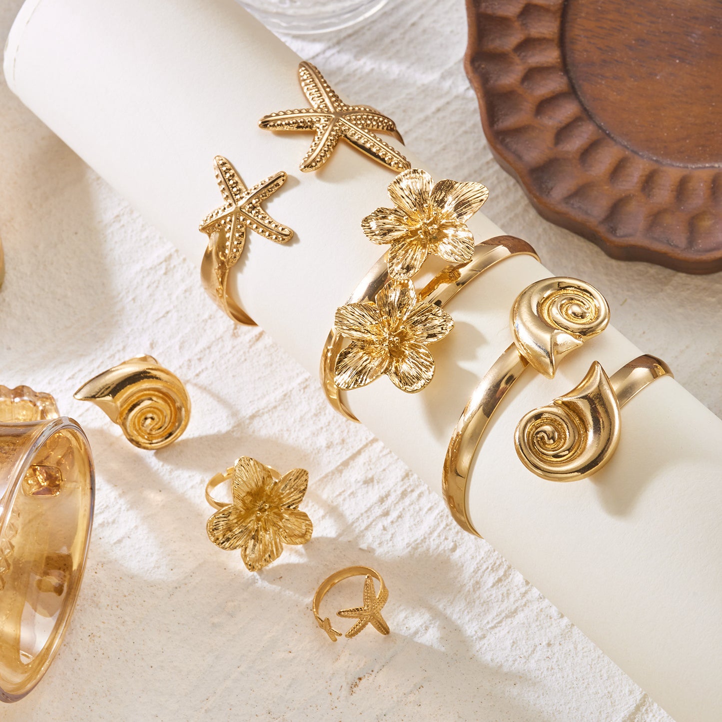Vintage Geometric Floral Plated Alloy Ring for Women