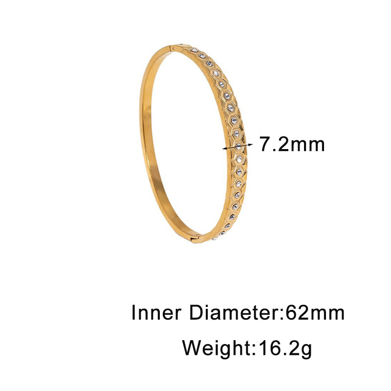 Minimalist Elegant Geometric Rhinestone Plated Stainless Steel Bracelet