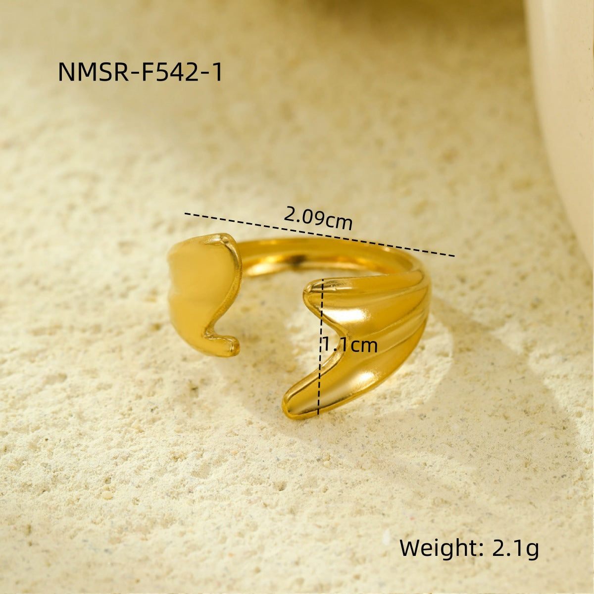 Anello aperto geometrico minimalista in acciaio inossidabile con placcatura in oro 18 carati, design multistrato cavo da donna